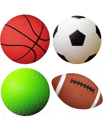 Conjunto de 4 pelotas de deportes con 1 bomba,