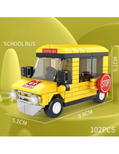 Autobús escolar de la serie City para niños, bloques de construcción