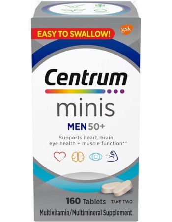 Centrum Minis Silver Multivitamínico para hombres 50 Plus, suplemento multimineral, 160 tabletas,