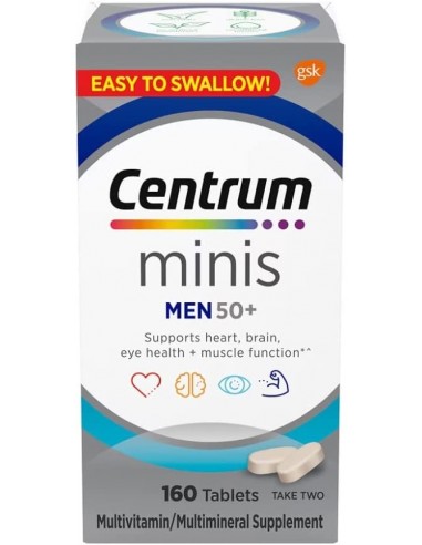 Centrum Minis Silver Multivitamínico para hombres 50 Plus, suplemento multimineral, 160 tabletas,