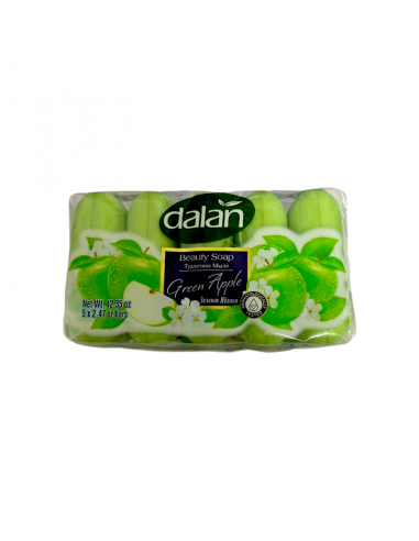 Jabón de Belleza Dalan de Manzana Verde. Este paquete multiuso contiene 5 barras de jabón, cada una de 2.47 oz,