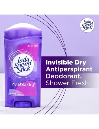 Lady Speed Stick Desodorante antitranspirante invisible seco, ducha fresca, 2.3 onzas