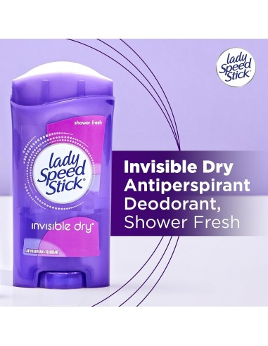 Lady Speed Stick Desodorante antitranspirante invisible seco, ducha fresca, 2.3 onzas