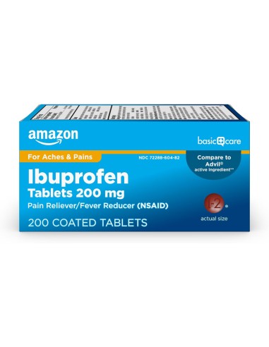 ibuprofeno, reductor de fiebre y alivio del dolor de dolores corporales, dolor de cabeza, artritis y más, marrón, 200 unidades