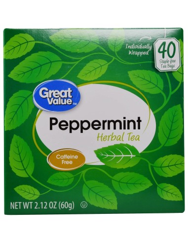 Great Value, Té de Hierbas de Menta, Bolsas de Té, 40 Uds