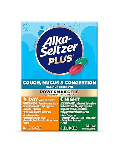 Alka-Seltzer Plus Máxima fuerza, tos moco y congestión, día+noche