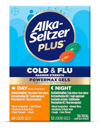 Alka-Seltzer Plus Power Max Medicina para el resfriado y la gripe de día+noche