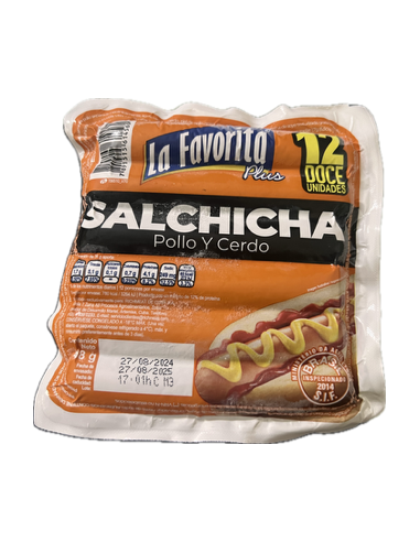 La Favorita salchicha de pollo y cerdo 12u