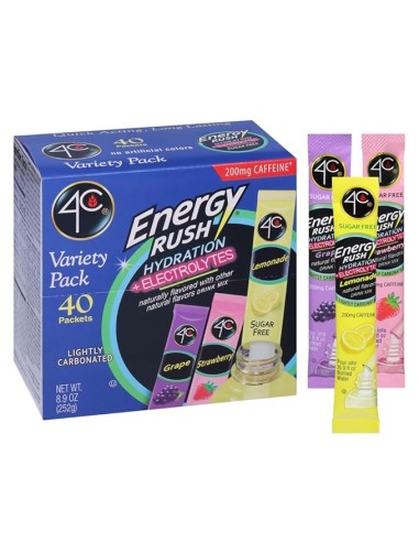 4C Energy Rush PSD con electrolitos, 40 unidades (14 limonadas, 12 fresas/14 uva)