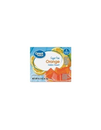 Great Value Gelatina de Naranja sin Azúcar 0,3 oz con Porciones de 4 1/2 Taza por Envase