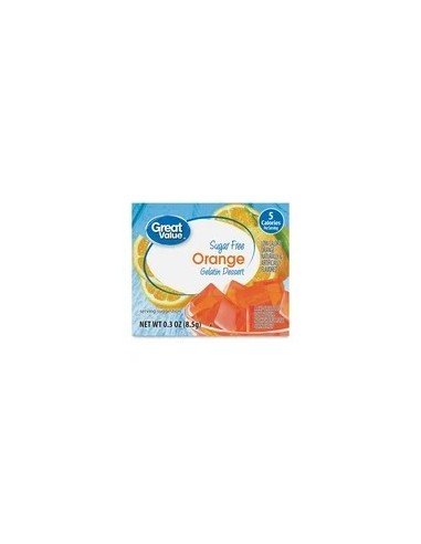 Great Value Gelatina de Naranja sin Azúcar 0,3 oz con Porciones de 4 1/2 Taza por Envase